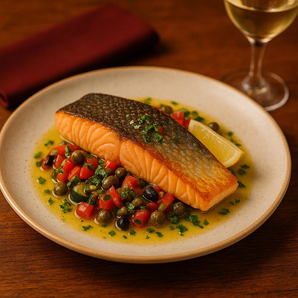 Pavé de salmón, salsa virgen — photo du plat